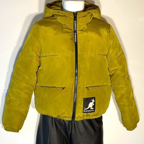 H&M  SZ XS Kangol Olive Short Puffer Jacket Street Rain Ski Snow Hooded - Picture 9 of 14
